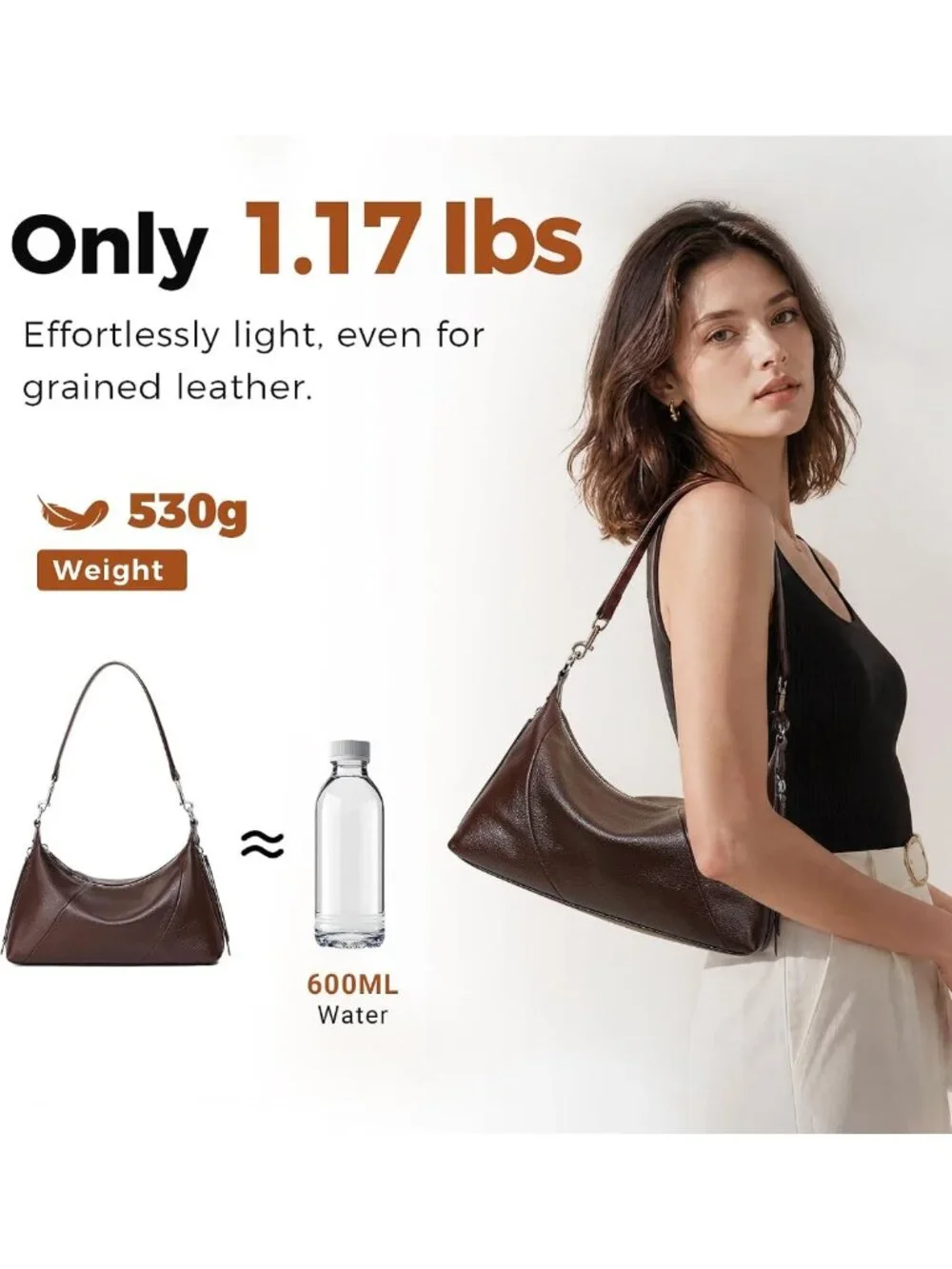 Stylish Genuine Leather Hobo Bag & Purses for Women - Minimalist Shoulder